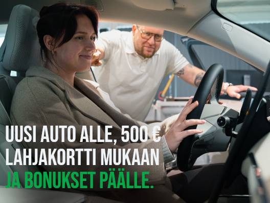 Uusi auto alle ja lahjakortti